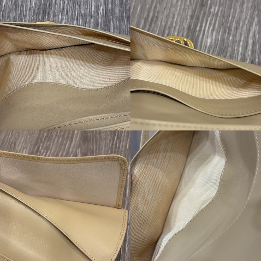 VTG Gucci Beige Cream Leather Interlocking G Flip Lock Long Wallet Quiet Luxury - Picture 6 of 7